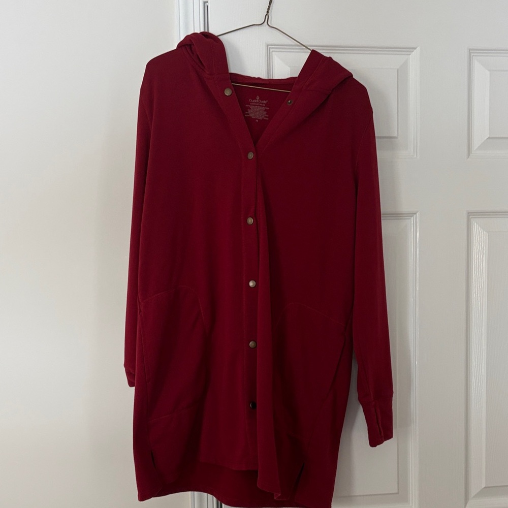 Cuddl Duds Women's Deep Red Hooded Cardigan